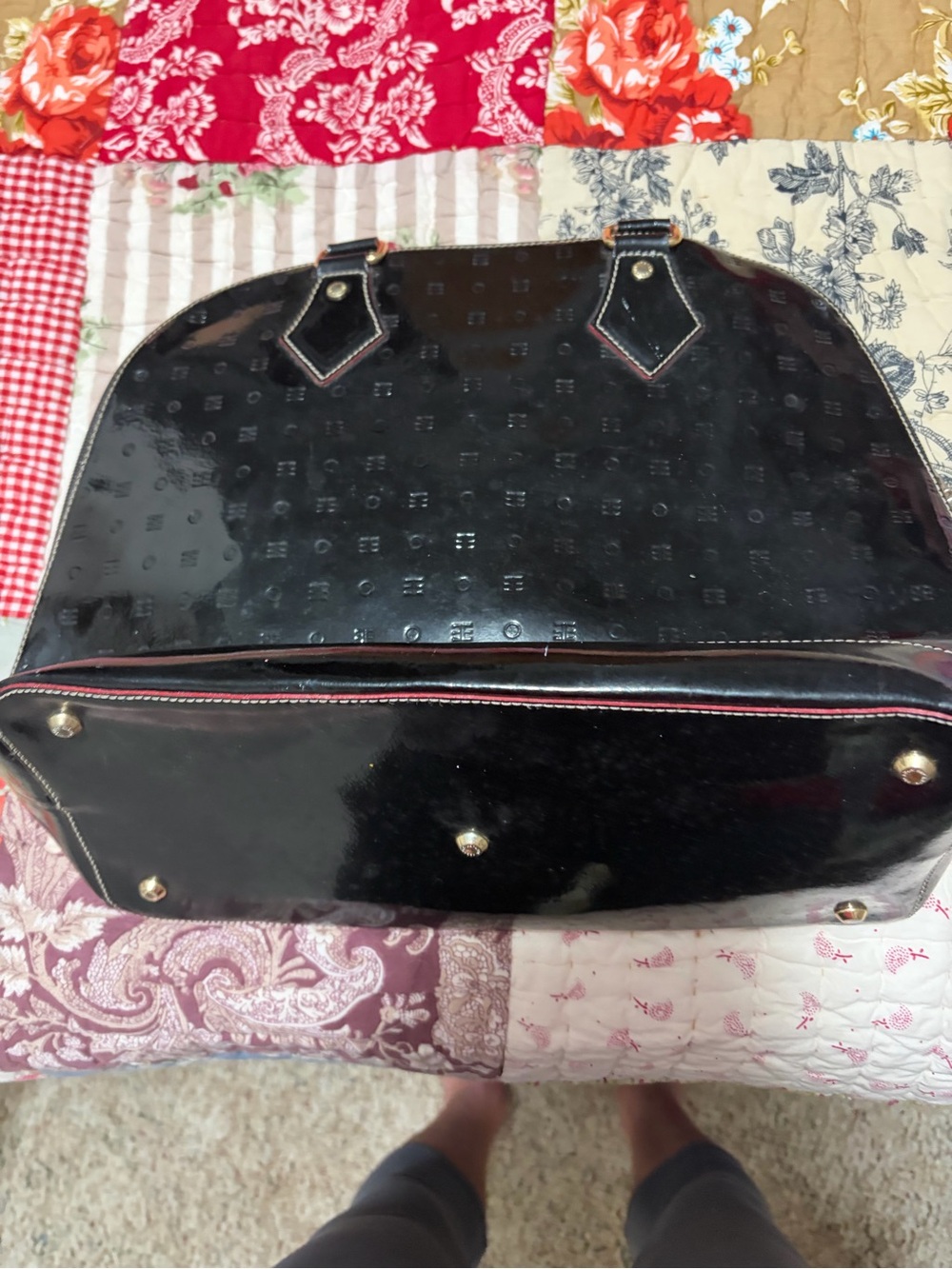 Black Patent Dome Satchel - Arcadia